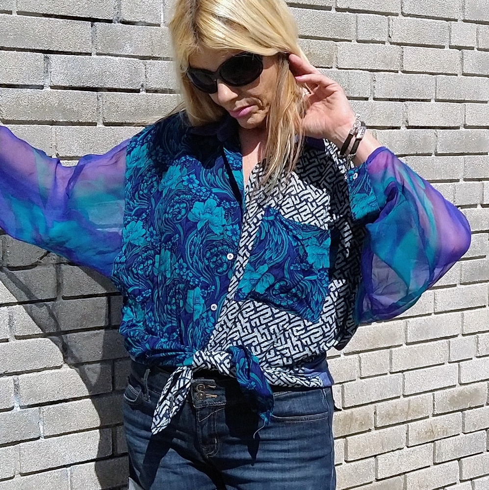 Tina Hagen Retro Explosion Punk Boho 80s top Mediu